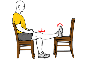 Hiperextensión de rodilla apoyada en silla