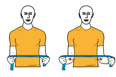 Rotación externa de hombros con banda elástica