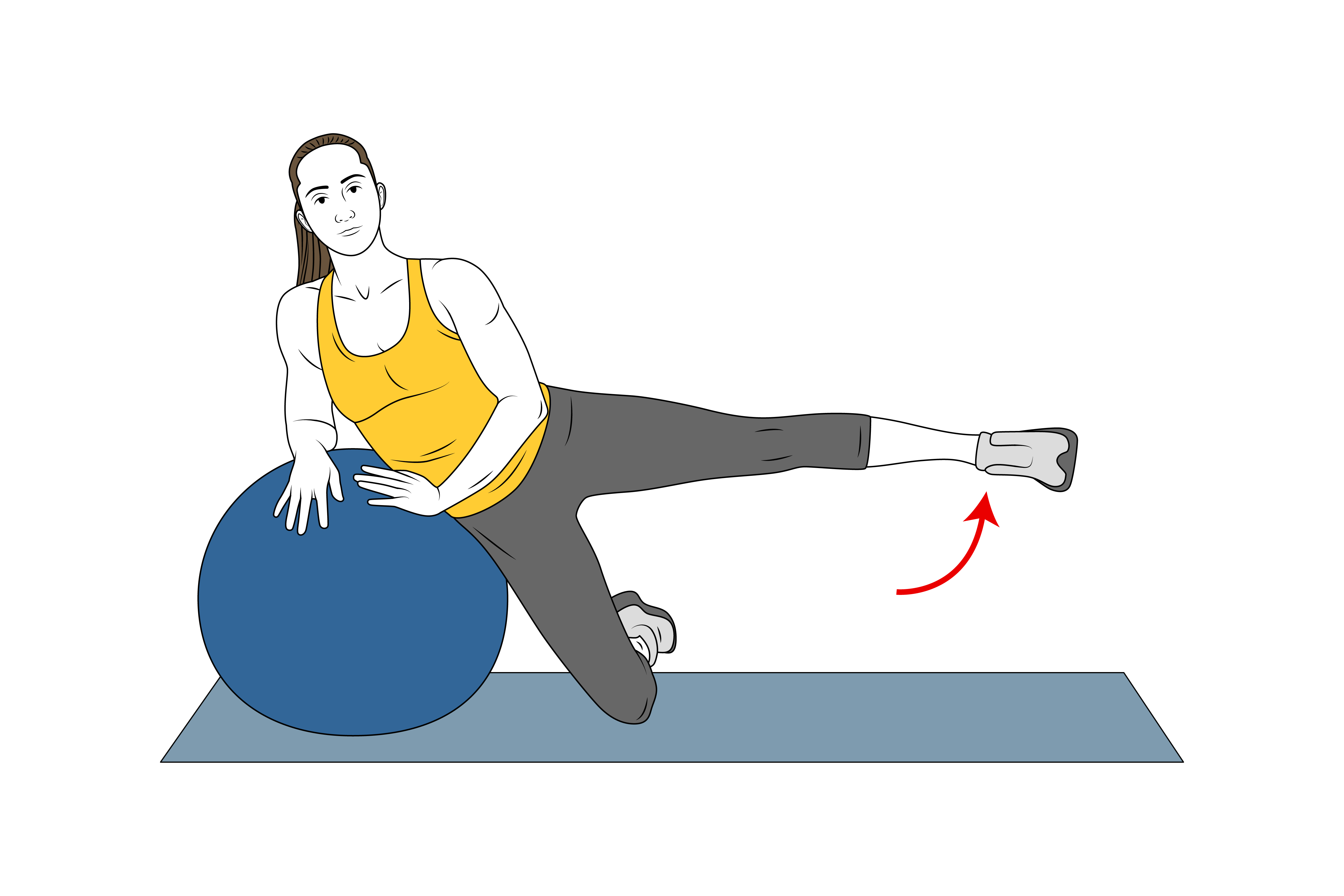 LYING LEG ABDUCTION ON FITBALL