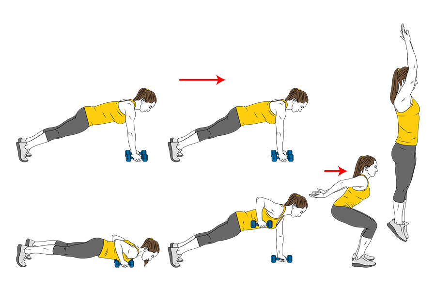 BURPEE WITH DUMBBELLS