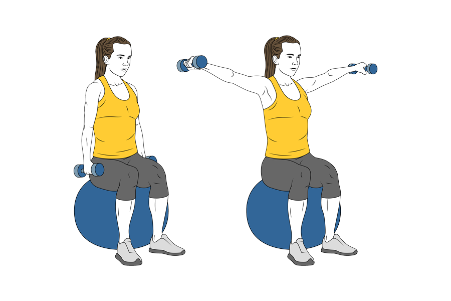 LATERAL RAISES ON STABILITY BALL