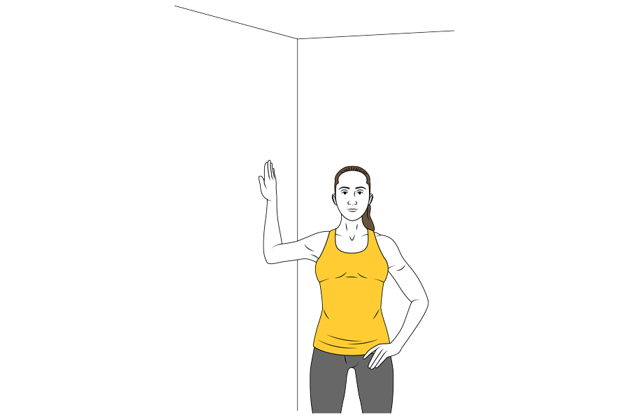 PECTORAL STRETCH HAND AND ELBOW ON WALL