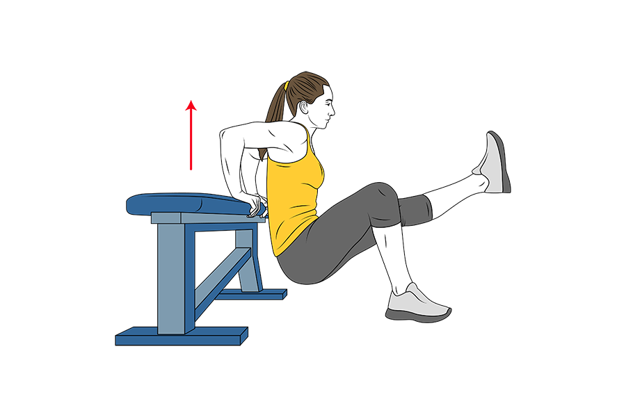BENCH DIPS WITH ONE LEG EXTENDED