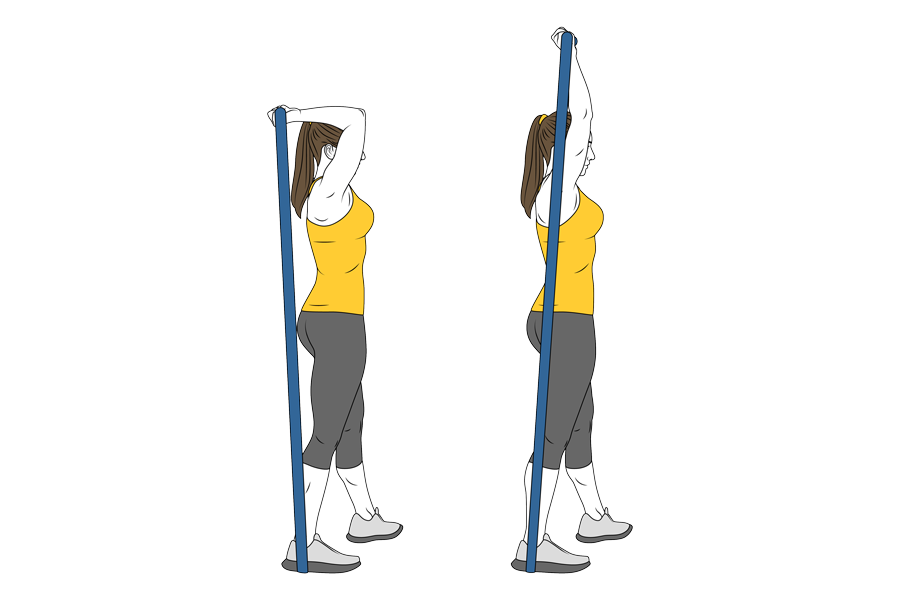 RESISTANCE BAND TRICEP OVERHEAD EXTENSIONS