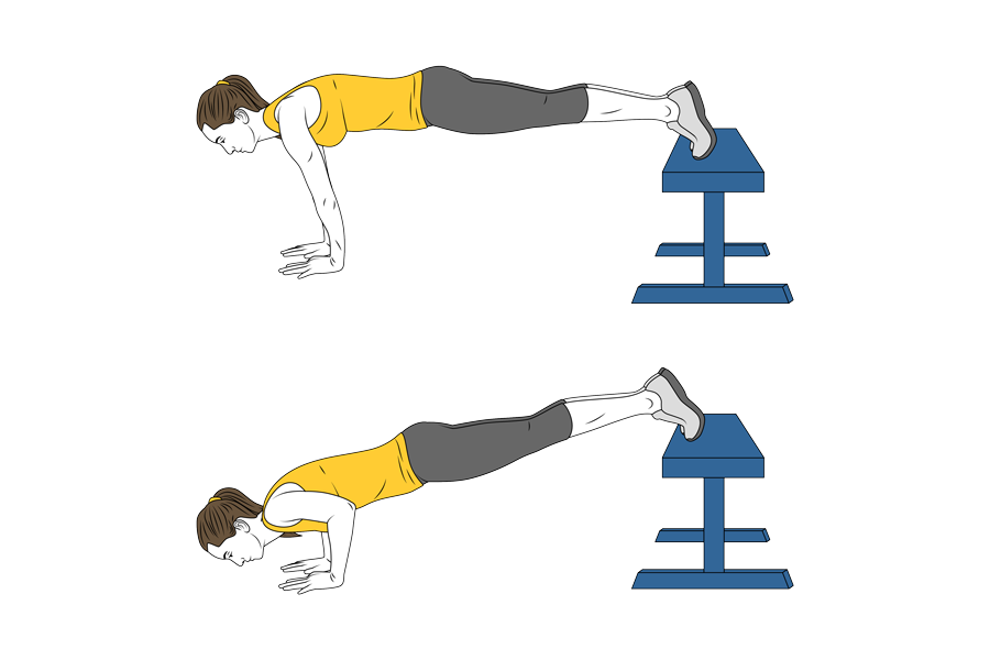 PUSH UP WITH FEET ON A BENCH