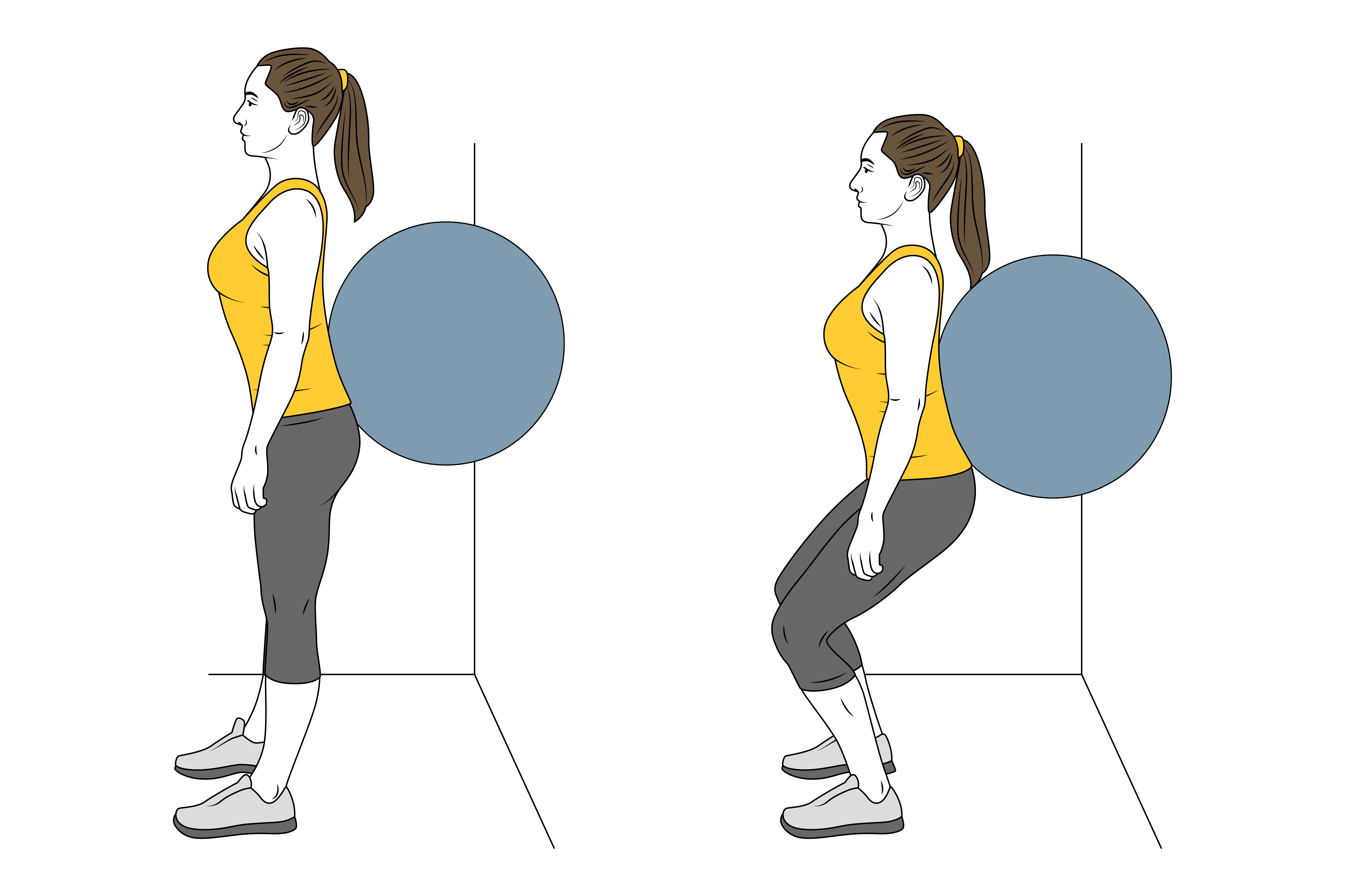 HALF SQUAT WITH STABILITY BALL