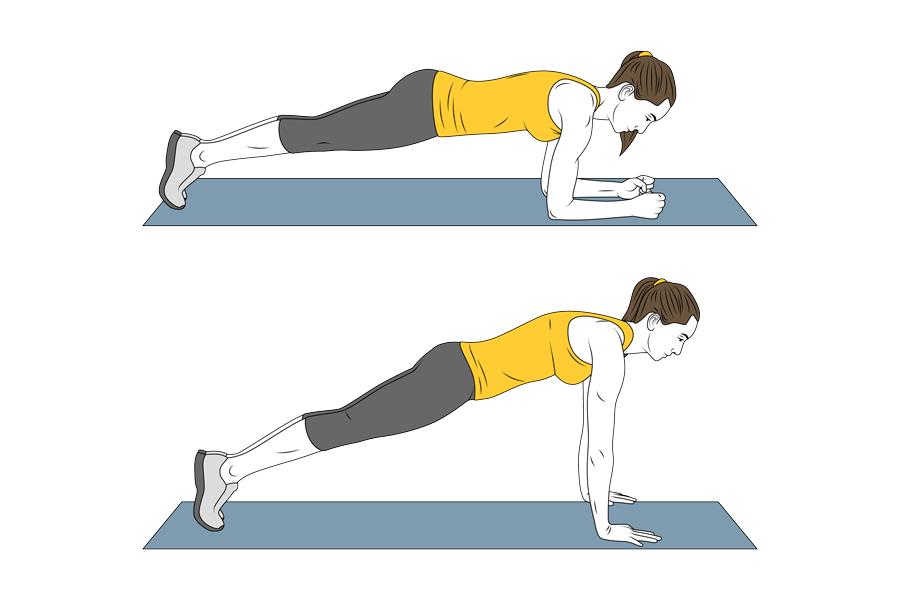 Plank with elbow extension