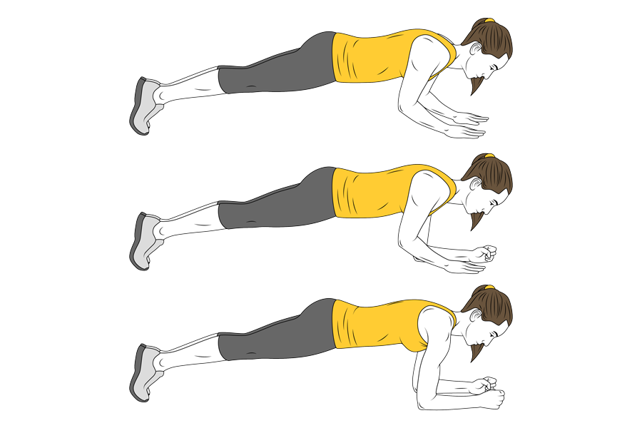 Plank to push up