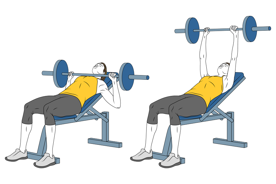 Incline barbell bench chest press