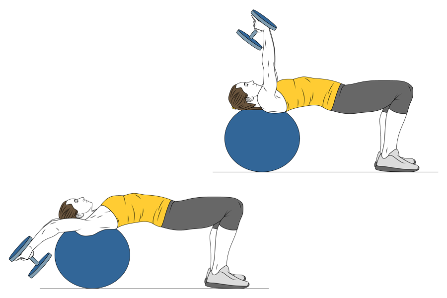 DUMBBELL PULLOVER ON STABILITY BALL