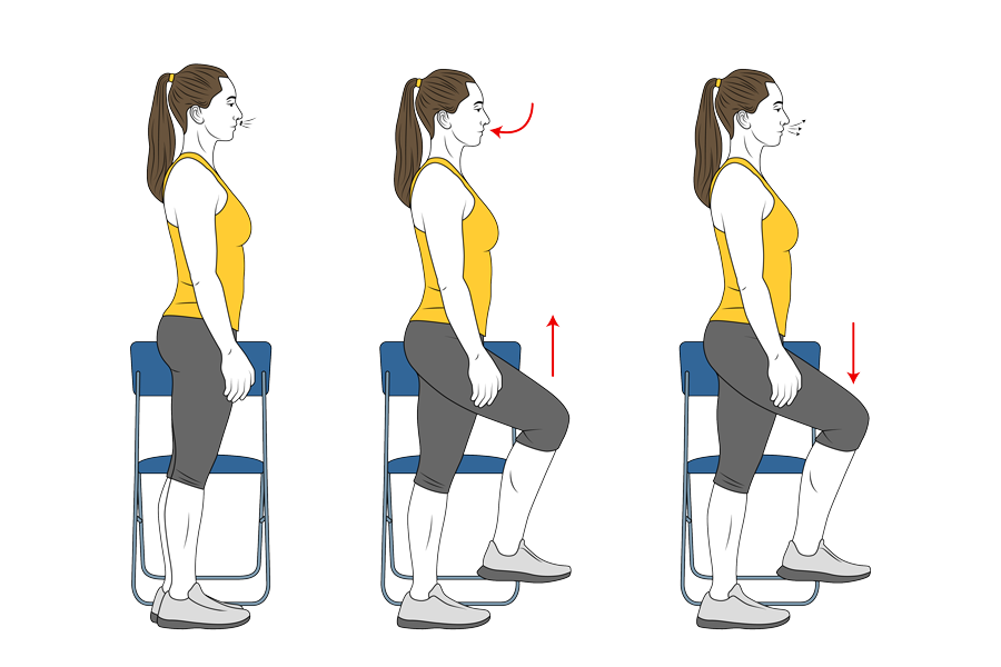 COORDINATED BREATHING WITH LEG LIFT