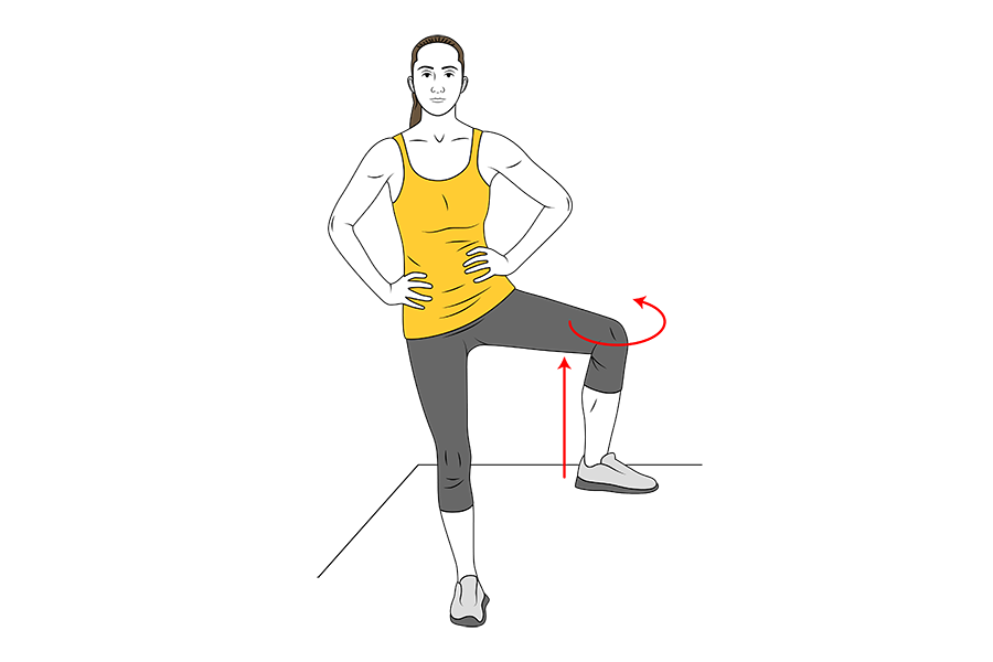 STANDING HIP ABDUCTIONS FROM HIP FLEXION