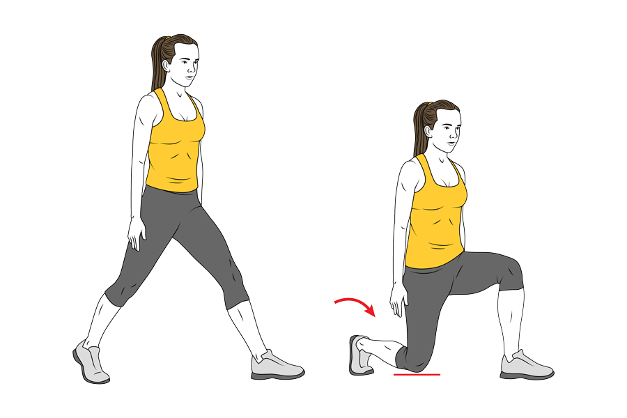 FRONT LUNGE KNEE TOUCHING FLOOR