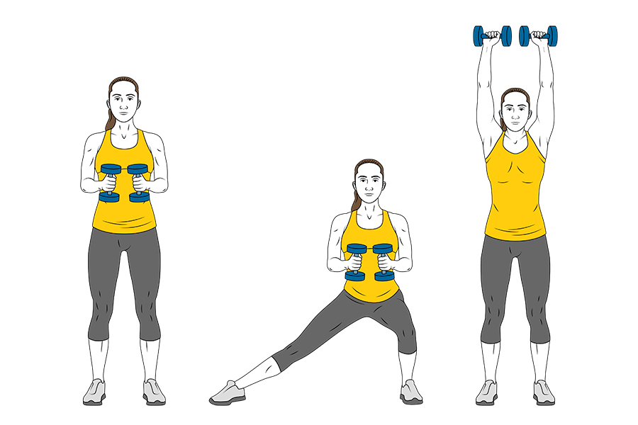 Lateral lunge with dumbbells