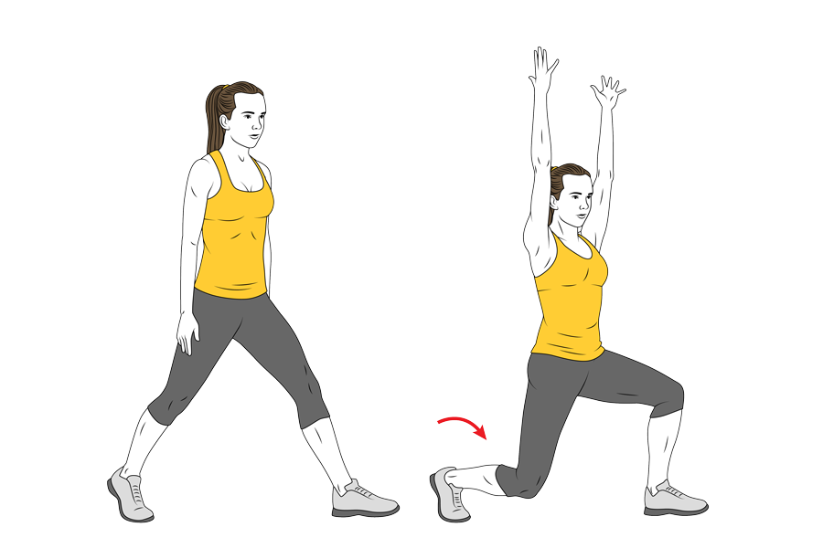 LUNGE WITH ARM RAISES
